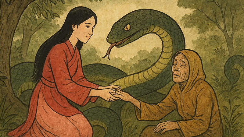 Đại mãng xà kết duyên cô gái hiền lành